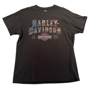 Harley Davidson T Shirt L Reno Nevada Chester's On The Comstock USA 2017 Patriot